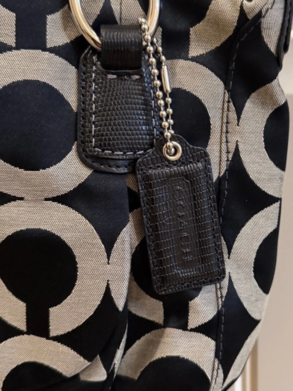 Coach Op Art Silver Black Hobo